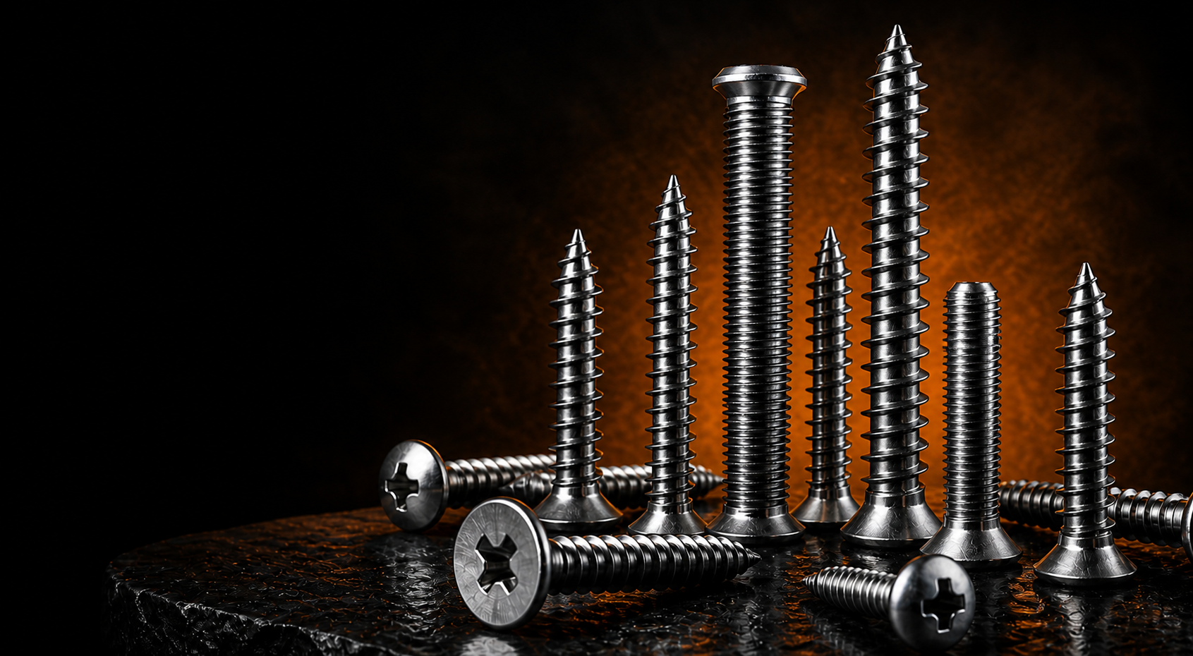 MG premium fasteners on a dark industrial stage